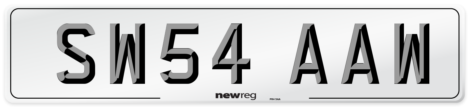 SW54 AAW Number Plate from New Reg